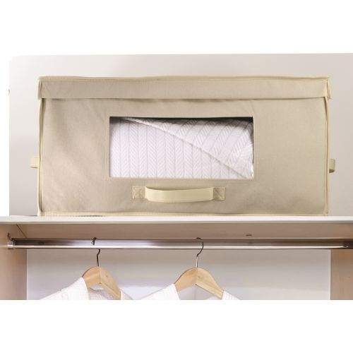 Fabric Blanket Box with Window & Hinged Lid, Ivory